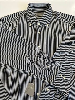 NEW Van Laack Navy & White Striped Tailored Fit Dress Shirt